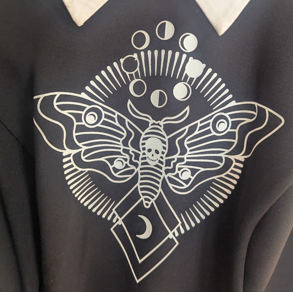 Size XL Hot Topic Death Moth Gothic Collar Sleeveless Dress - Picture 2 of 4